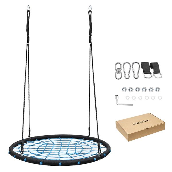 Cozéchic - 100CM Saucer Swing Tree Swing Straps Rope Web Swings Kid &amp; Adult