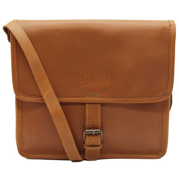 Minx - Genuine Leather Messenger Hand Bag with Buckle