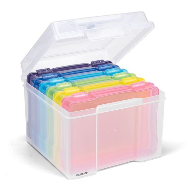 Photo Storage Box With Handle 6 Inner 5x7 inch Craft Storage Box (Color)