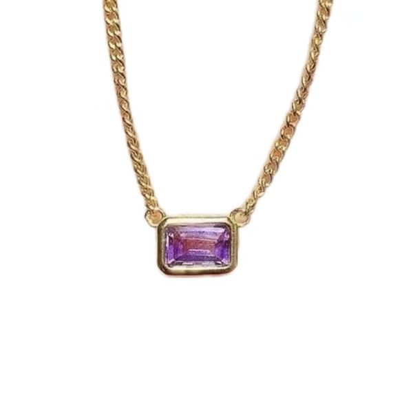 Amethyst Square Pendant Necklace, Simple And Classic Necklace