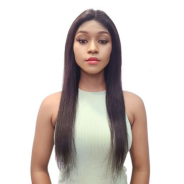 Brazilian/Peruvian Virgin Hair Straight Long T-Part Wig 22-Inch Lace Closure