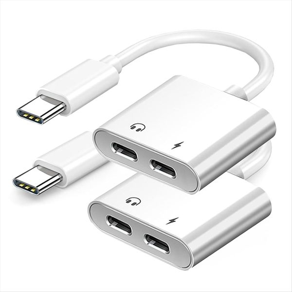 Usb C To Usb-C Headphone Charger Adapter 2-In-1 Type C Audio Adapter