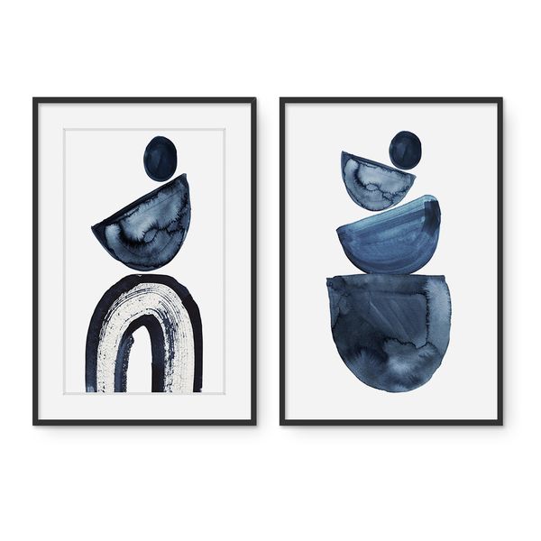 Cape Art Framed Canvas 2 Piece 40x60cm Abstract Blue White