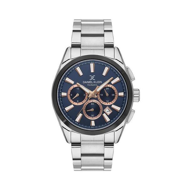 Daniel Klein - Exclusive Men's Silver-Blue Metal Chronograph Formal Watch - DK1138082