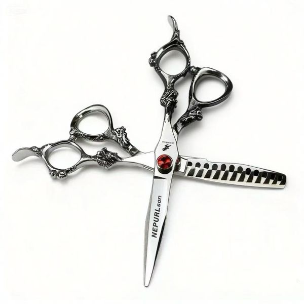 6 Inch Black Dragon Handle Professional Hair Salon Styling Scissors