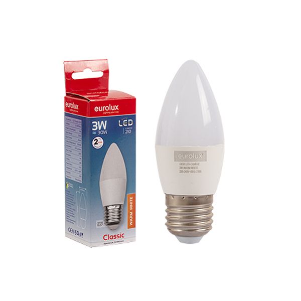 Eurolux - LED Plastic Candle E27 3w Warm White