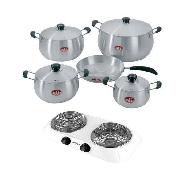 9 Piece With Hotplate - White image