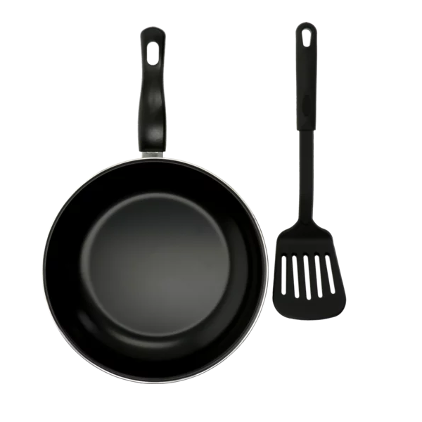 Kitro Black Stainless Steel Non-Stick Frying Pan With Spatula