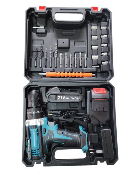 Rechargeable Lithium-Ion Hammer Drill and Screwdriver Set 21V with keyring
