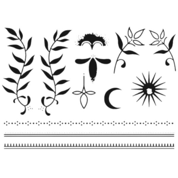 1 Piece - Mystical Moon And Leaf Temporary Tattoo - Black