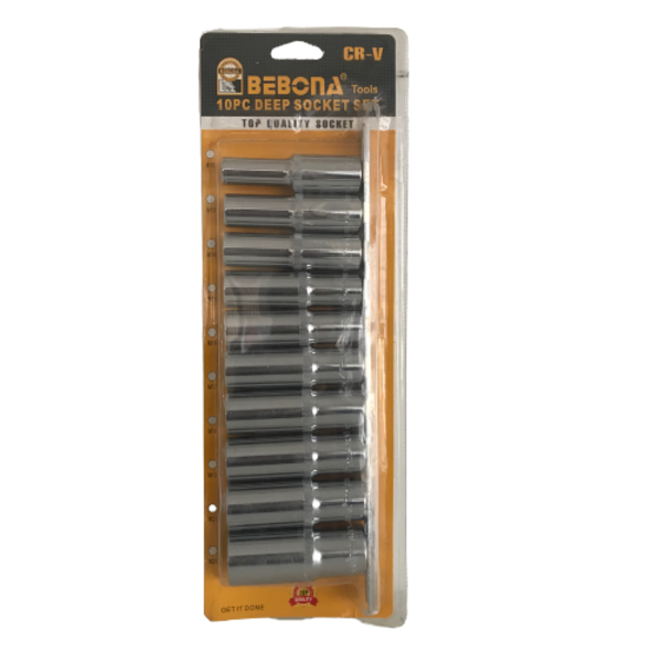 Bebona 10 Piece 1/2 Deep Socket Set 10mm-24mm