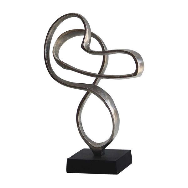 27cm Rough Nickel Abstract Sculpture with Black Base - DPC28U1