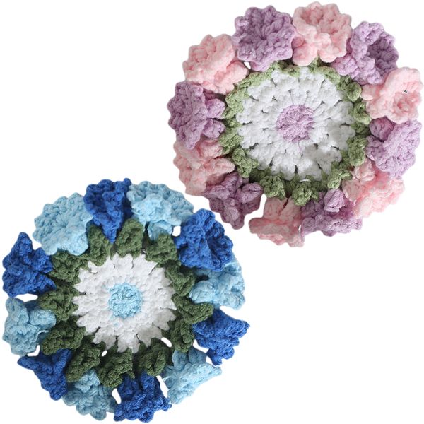 3D Handmade Crochet Flower Coaster For Drinks Cup Coffee Mug - 2 Piece