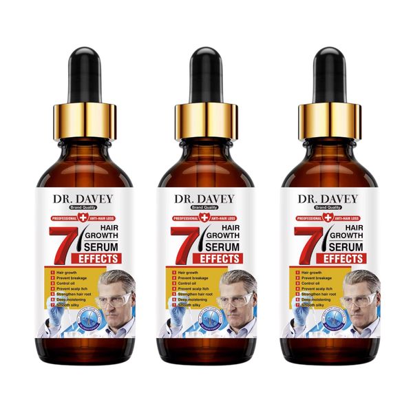 3 Pack-Dr Davey 7 Effects Anti-Hair Loss Anti-Dandruff Hair Growth Oil 60ml