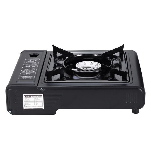 Portable Camp Stove with Carrying Case, Outdoor Butane Gas Stove - Black