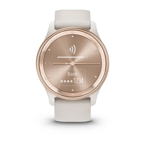Garmin Vívomove® Trend - Peach Gold Stainless Steel Bezel with Ivory Case and Silicone Band