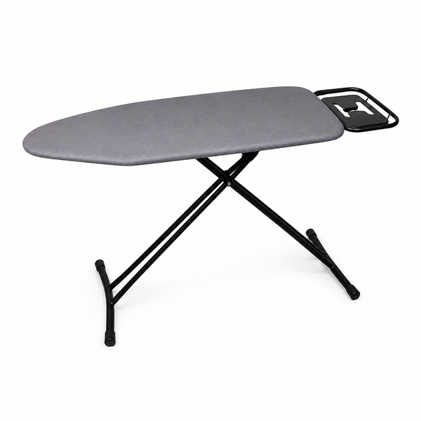 Folding Ironing Board 150x48x81cm with Iron Rest Grey Cover and Black Frame