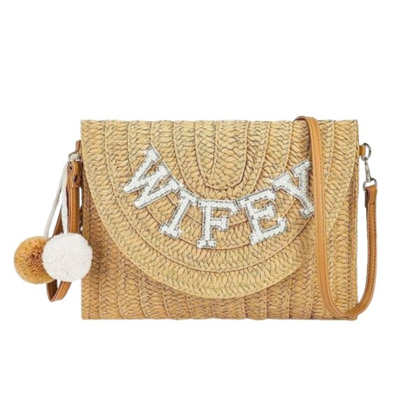 Summer Straw Wifey Beach Bag Bride Wedding Honeymoon Wallet Purse Quality