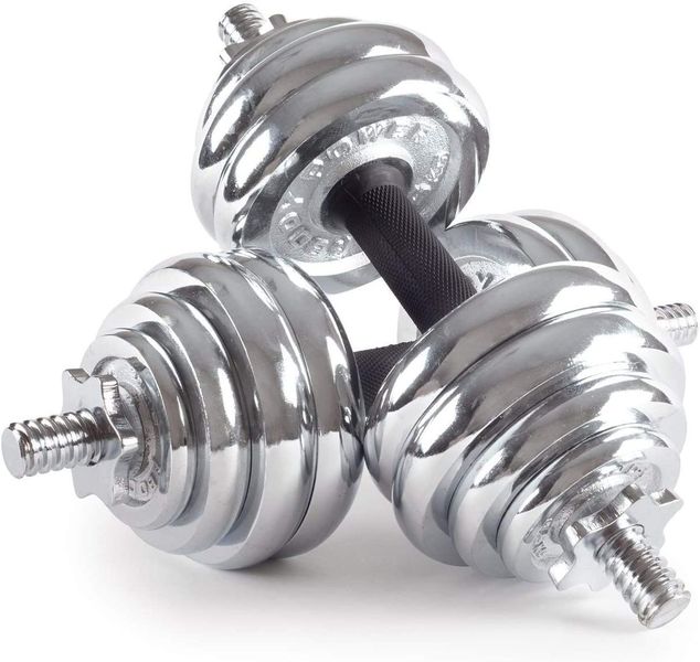 Chrome Dumbbell Adjustable Set With Rubber Grips - 30kg