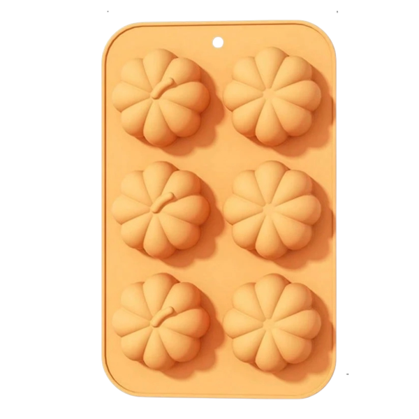 Pumpkin-Shaped Silicone Baking Mold - Orange 6-Cavity