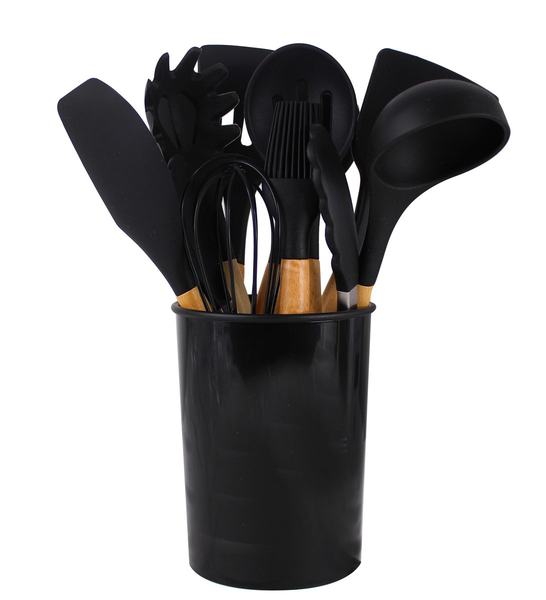12 Piece Silicone Utensil Set - Black