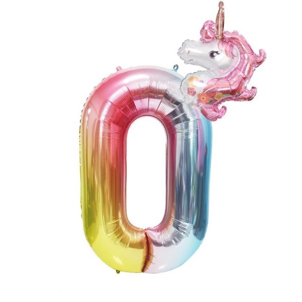 iKids Unicorn Birthday Balloon Number 0