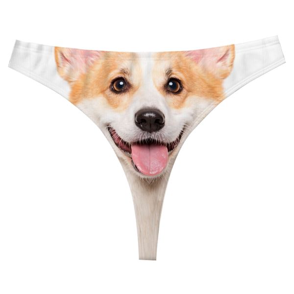 Women's Thong Underwear with 3D Funny Corgi Dog Valentines Gifts for Her