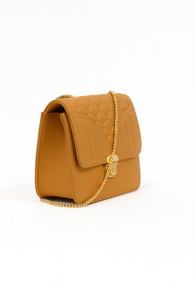 Women's Quilted Crossbody Bag with Gold Chain