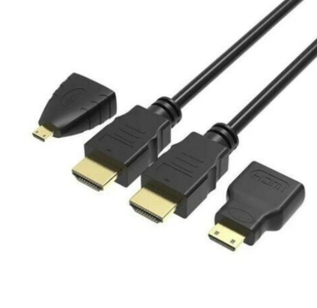 SlingTech 3-In-1 HDMI Full HD Cable With Mini &amp; Micro Adaptors-1.5m