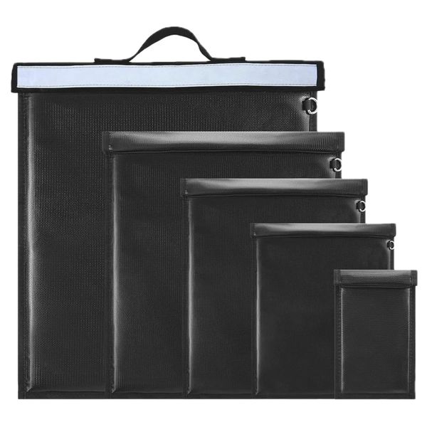 5 Piece RFID Blocking Fireproof Water-Resistant Anti-Tracking Faraday Bag