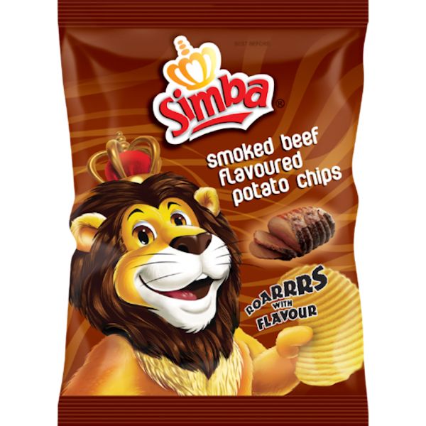 Simba Smoked Beef Potato Chips 36g - Box of 24 Packets | Bulk Snack Pack