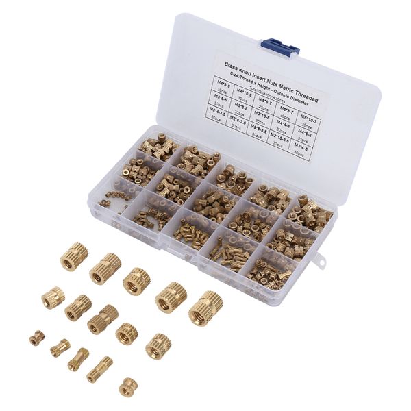 Brass Threaded Nuts Set 420Pieces M2 M3 M4 M5 Embedded Kit for Phone