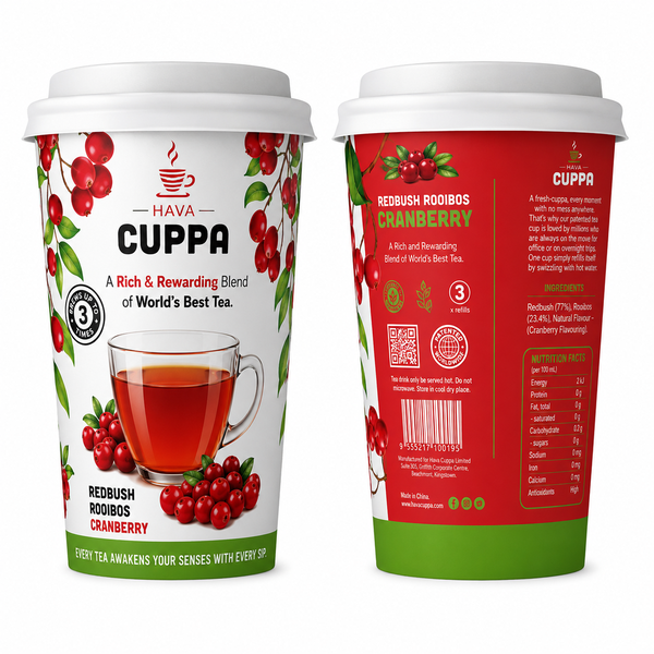 Reusable Tea infused Paper Cup Redbush Rooibos Cranberry