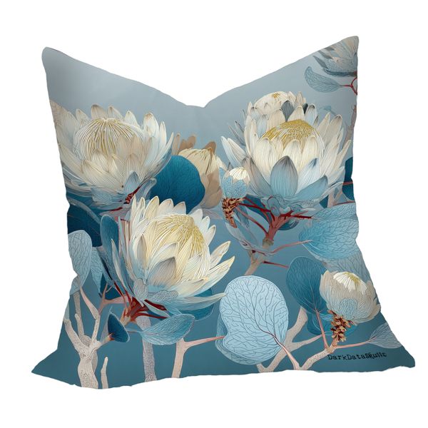 Azure Bloom Luxury Scatter Cushion by Wikus Schalkwyk