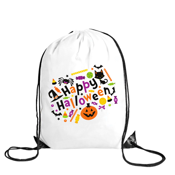 Katz Designs - Drawstring Bag -Polyester - Happy Halloween Mixed Pattern