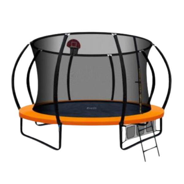 Black and Orange Heavy Duty Trampoline with Enclosure