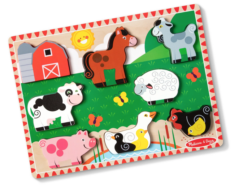 Melissa &amp; Doug Farm Wooden Chunky Puzzle (8 Piece)