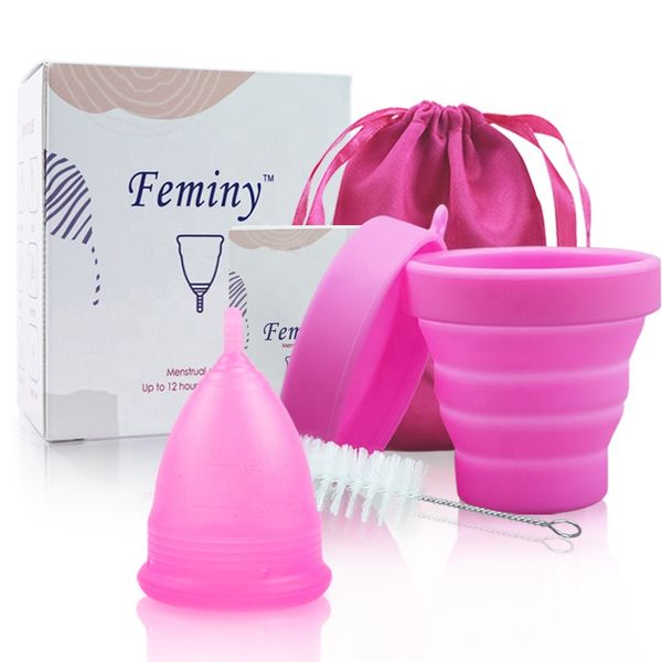 Feminy Menstrual Cup with Menstrual Cup Sterilizer and Cleaning Brush Kit