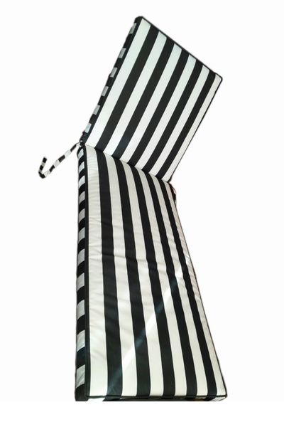Seated By Jenkie Black&amp;White Thick 2piece Outdoor Lounger Cushion-190x50cm