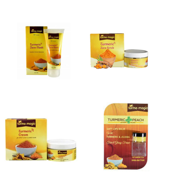 Tumeric Skin Mark and Spot Care Set - Cream- Face Mask-Lip Balm-Face Scrub