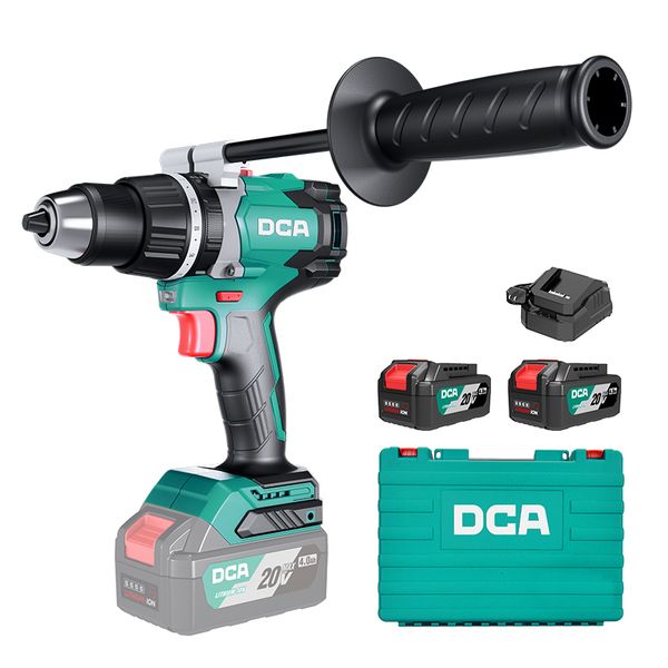DCA 20V 13mm 120nm Industrial Hammer Drill Kit With 4.0Ahx2 &amp; Charger