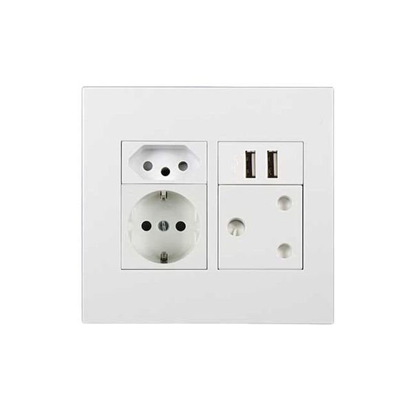 ACDC - 16a Sa + N-Type + Shucko + Usb Socket Outlet 4x4 White