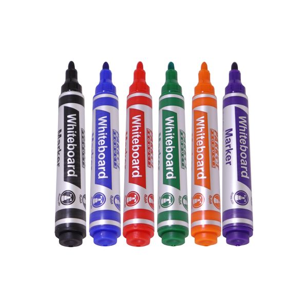 Whiteboard Markers (6 Markers - Bullet Tip - Pouch) Pack of 2