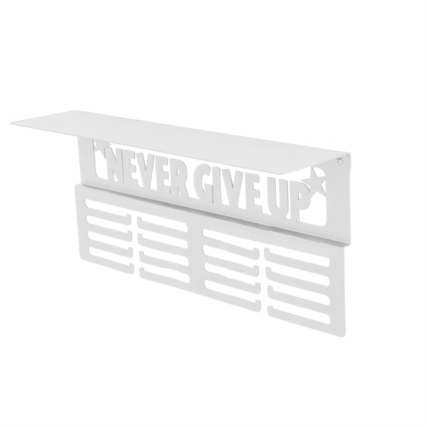 White Medal Hanger Display with Shelf - Easy Install Metal Award Rack Troph