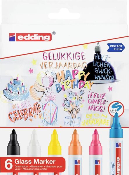 Edding 95 Glass Markers Wallet of 6