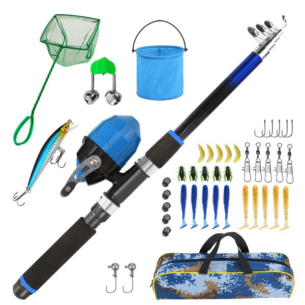 1.8m Fiberglass Beginner Kid-Friendly Fishing Spinning Rod Set - SL
