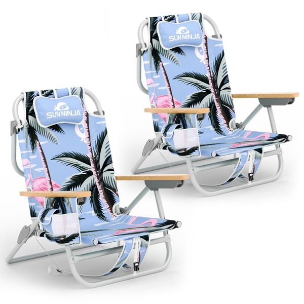 Sun Ninja Beach Chair x 2 Chairs - Flamingo