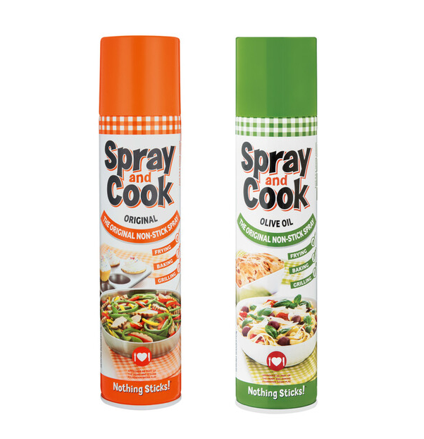 Spray & Cook Non Stick Original and Olive Oil 8 x 300ml Pack Shop