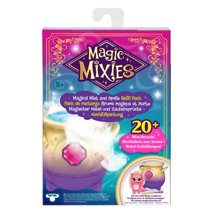 Lot Magic Mixies Magical Misting Cauldron with Interactive Plush Toy Blue  Refill