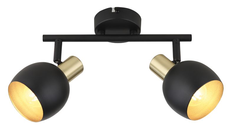 Bright Star 2 Light Matt Black &amp; Gold Spotlight with Adjustable Head S417/2